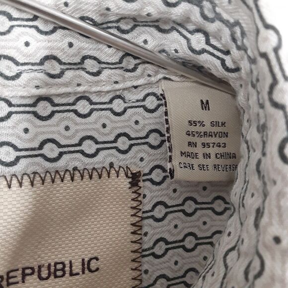 Island Republic Adult Mens M Silk Blend Hawaiin Geometric Short Sleeve Shirt - Picture 5 of 8